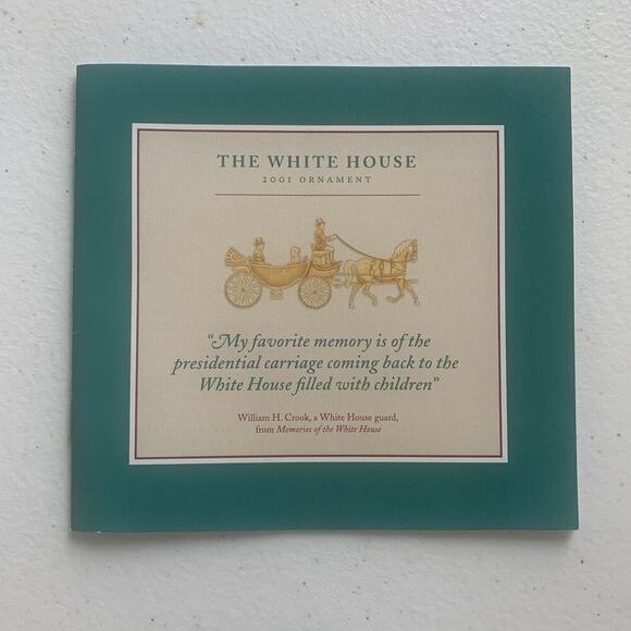2001 WHITE HOUSE Christmas Ornament Historical Association Carriage Johnson EUC - Picture 10 of 10